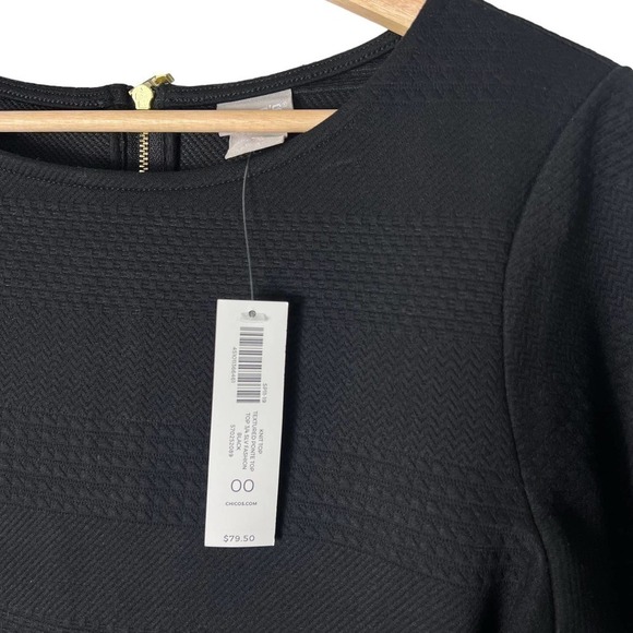 New Women’s Chicos Textured Pointe 3/4 Sleeve Top Size 00 - Picture 2 of 9